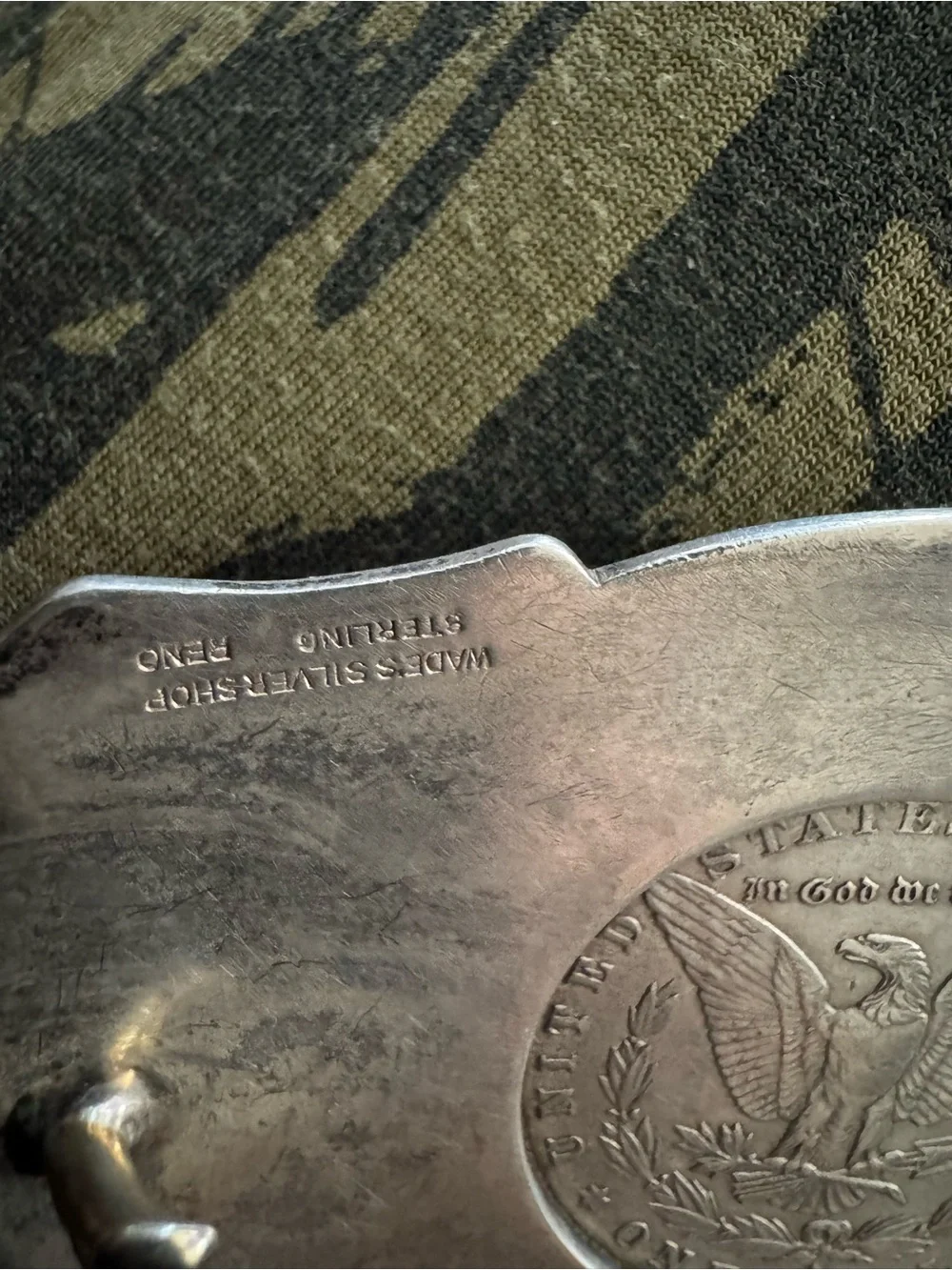 Rare Wade’s Silversmith Reno Sterling Silver 1880 Morgan Dollar Western Buckle